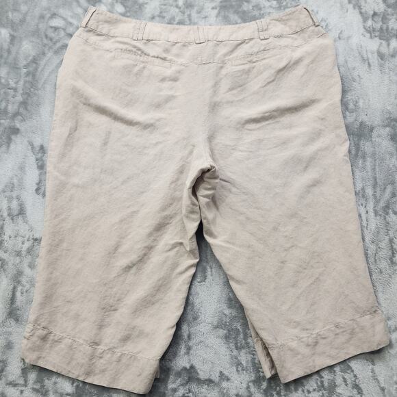 Lane Bryant Pants Womens 22 Tan Khaki Linen Blend High Rise Capri Office Preppy - Picture 3 of 11